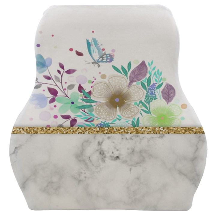 Minimal Gold Floral Marble Car Seat Velour Cushion 