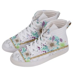 Minimal Gold Floral Marble Men s Hi-top Skate Sneakers by gloriasanchez