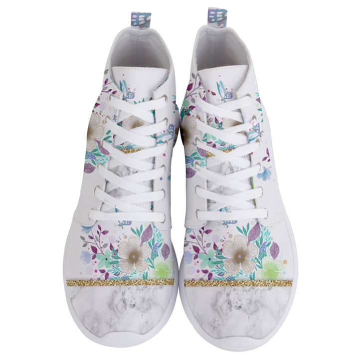 Minimal Gold Floral Marble Men s Lightweight High Top Sneakers