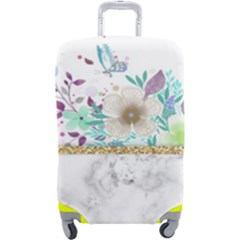 Minimal Gold Floral Marble Luggage Cover (large) by gloriasanchez