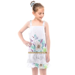 Minimal Gold Floral Marble Kids  Overall Dress by gloriasanchez