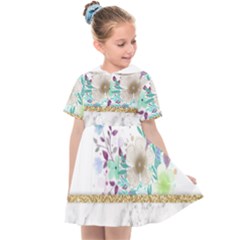 Minimal Gold Floral Marble Kids  Sailor Dress by gloriasanchez