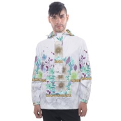 Minimal Gold Floral Marble Men s Front Pocket Pullover Windbreaker