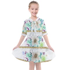 Minimal Gold Floral Marble Kids  All Frills Chiffon Dress by gloriasanchez