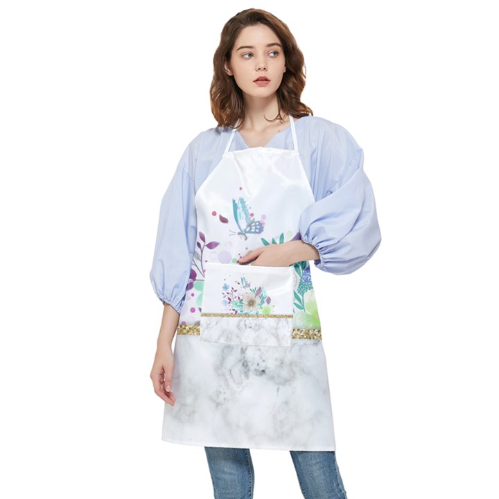 Minimal Gold Floral Marble Pocket Apron