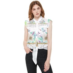 Minimal Gold Floral Marble Frill Detail Shirt by gloriasanchez