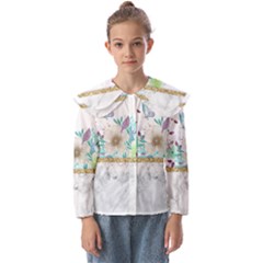 Minimal Gold Floral Marble Kids  Peter Pan Collar Blouse by gloriasanchez