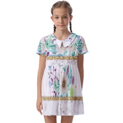 Minimal Gold Floral Marble Kids  Asymmetric Collar Dress by gloriasanchez