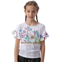 Minimal Gold Floral Marble Kids  Cut Out Flutter Sleeves