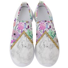 Minimal Gold Marble Bouquet Men s Slip On Sneakers