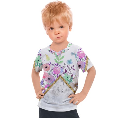 Minimal Gold Marble Bouquet Kids  Sports Tee by gloriasanchez