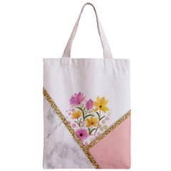 Minimal Peach Gold Floral Marble A Zipper Classic Tote Bag by gloriasanchez