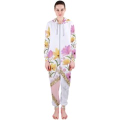 Minimal Peach Gold Floral Marble A Hooded Jumpsuit (ladies) 