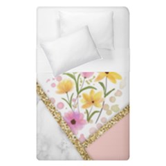 Minimal Peach Gold Floral Marble A Duvet Cover Double Side (single Size) by gloriasanchez