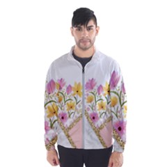 Minimal Peach Gold Floral Marble A Men s Windbreaker