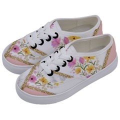 Minimal Peach Gold Floral Marble A Kids  Classic Low Top Sneakers by gloriasanchez