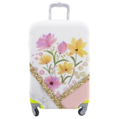 Minimal Peach Gold Floral Marble A Luggage Cover (medium) by gloriasanchez