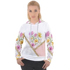 Minimal Peach Gold Floral Marble A Women s Overhead Hoodie