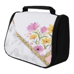 Minimal Peach Gold Floral Marble A Full Print Travel Pouch (small)