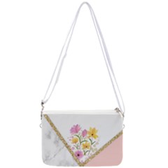 Minimal Peach Gold Floral Marble A Double Gusset Crossbody Bag