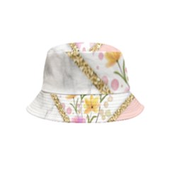 Minimal Peach Gold Floral Marble A Bucket Hat (kids)