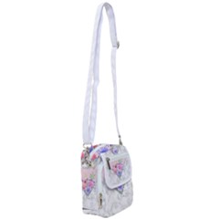 Minimal Pink Floral Marble A Shoulder Strap Belt Bag