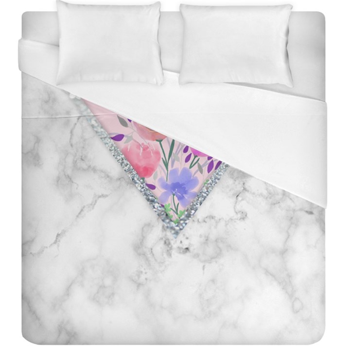 Minimal Pink Floral Marble A Duvet Cover (King Size)