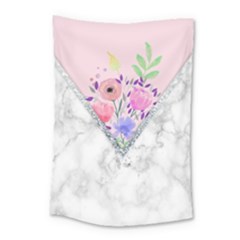 Minimal Pink Floral Marble A Small Tapestry