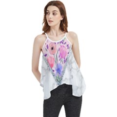 Minimal Pink Floral Marble A Flowy Camisole Tank Top