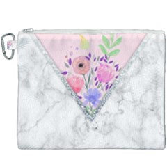 Minimal Pink Floral Marble A Canvas Cosmetic Bag (xxxl) by gloriasanchez