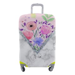 Minimal Pink Floral Marble A Luggage Cover (small) by gloriasanchez