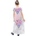 Minimal Pink Floral Marble A Kids  Short Sleeve Maxi Dress View2