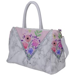 Minimal Pink Floral Marble A Duffel Travel Bag by gloriasanchez