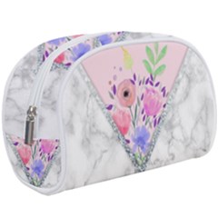 Minimal Pink Floral Marble A Make Up Case (large) by gloriasanchez