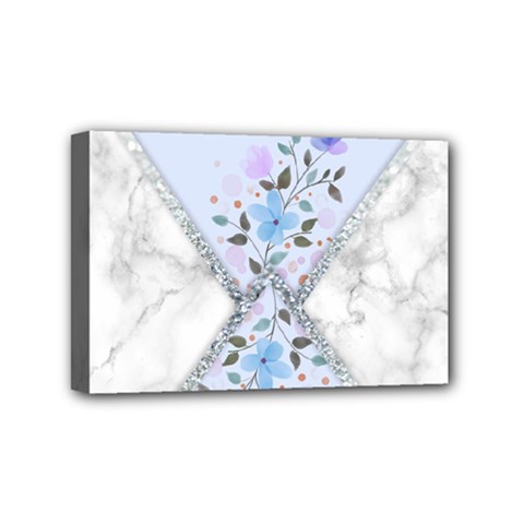 Minimal Silver Blue Marble Bouquet A Mini Canvas 6  X 4  (stretched) by gloriasanchez