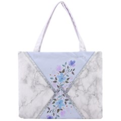 Minimal Silver Blue Marble Bouquet A Mini Tote Bag by gloriasanchez