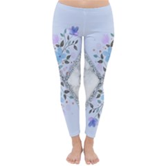 Minimal Silver Blue Marble Bouquet A Classic Winter Leggings