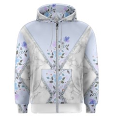 Minimal Silver Blue Marble Bouquet A Men s Zipper Hoodie