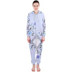 Minimal Silver Blue Marble Bouquet A Hooded Jumpsuit (ladies) 