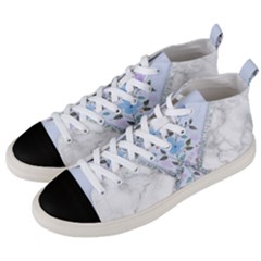 Minimal Silver Blue Marble Bouquet A Men s Mid-top Canvas Sneakers by gloriasanchez