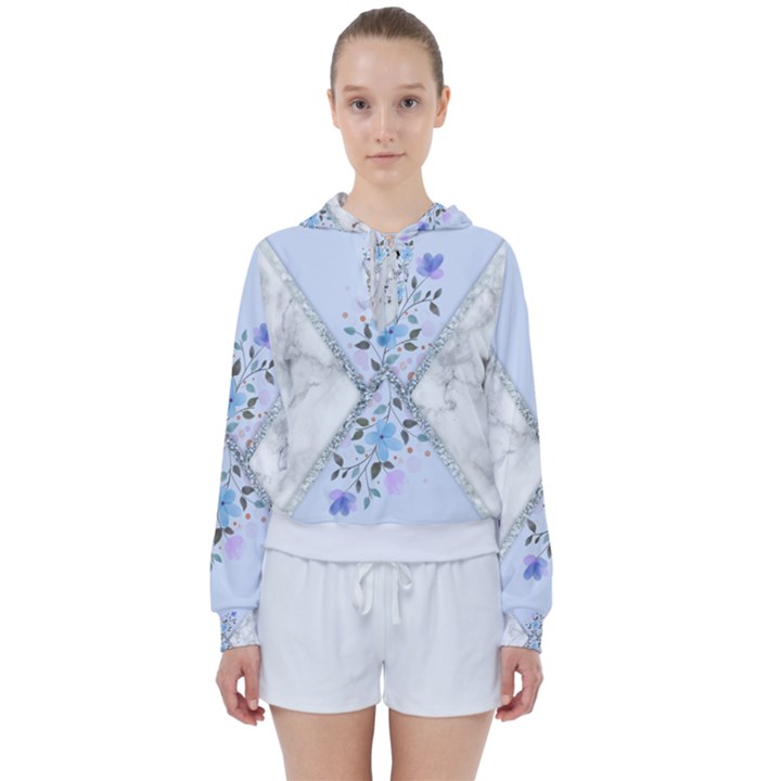 Minimal Silver Blue Marble Bouquet A Women s Tie Up Sweat