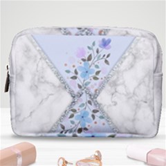 Minimal Silver Blue Marble Bouquet A Make Up Pouch (medium) by gloriasanchez