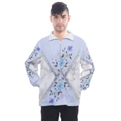 Minimal Silver Blue Marble Bouquet A Men s Half Zip Pullover