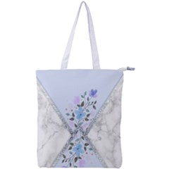 Minimal Silver Blue Marble Bouquet A Double Zip Up Tote Bag by gloriasanchez