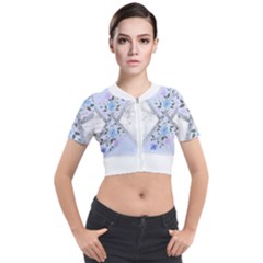 Minimal Silver Blue Marble Bouquet A Short Sleeve Cropped Jacket by gloriasanchez