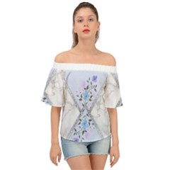 Minimal Silver Blue Marble Bouquet A Off Shoulder Short Sleeve Top by gloriasanchez