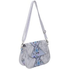 Minimal Silver Blue Marble Bouquet A Saddle Handbag