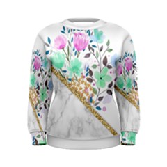 Minimal Green Gold Floral Marble A Women s Sweatshirt