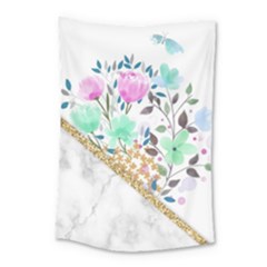 Minimal Green Gold Floral Marble A Small Tapestry