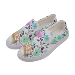 Minimal Green Gold Floral Marble A Women s Canvas Slip Ons